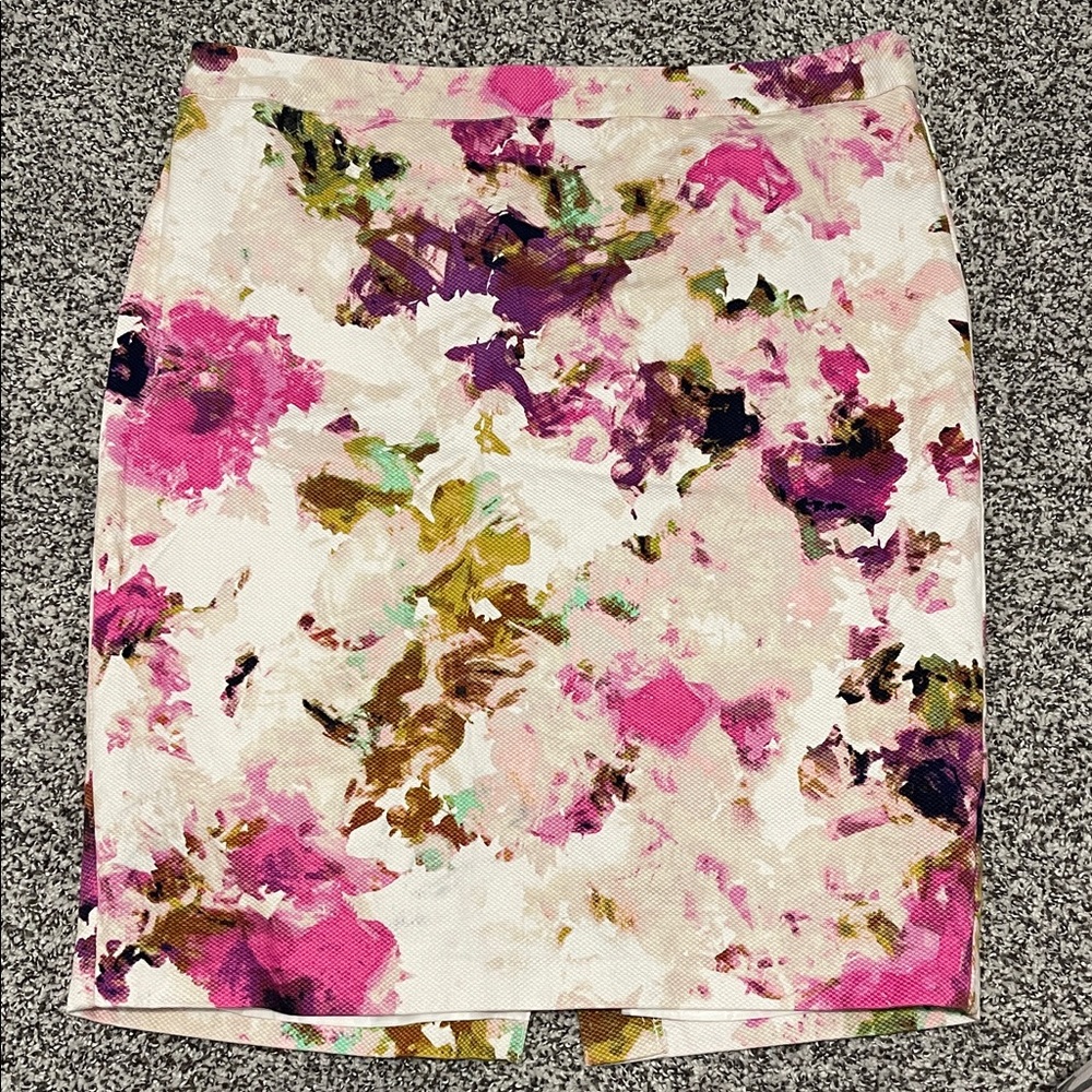 Liz Claiborne Pink and Green Floral Pencil Skirt